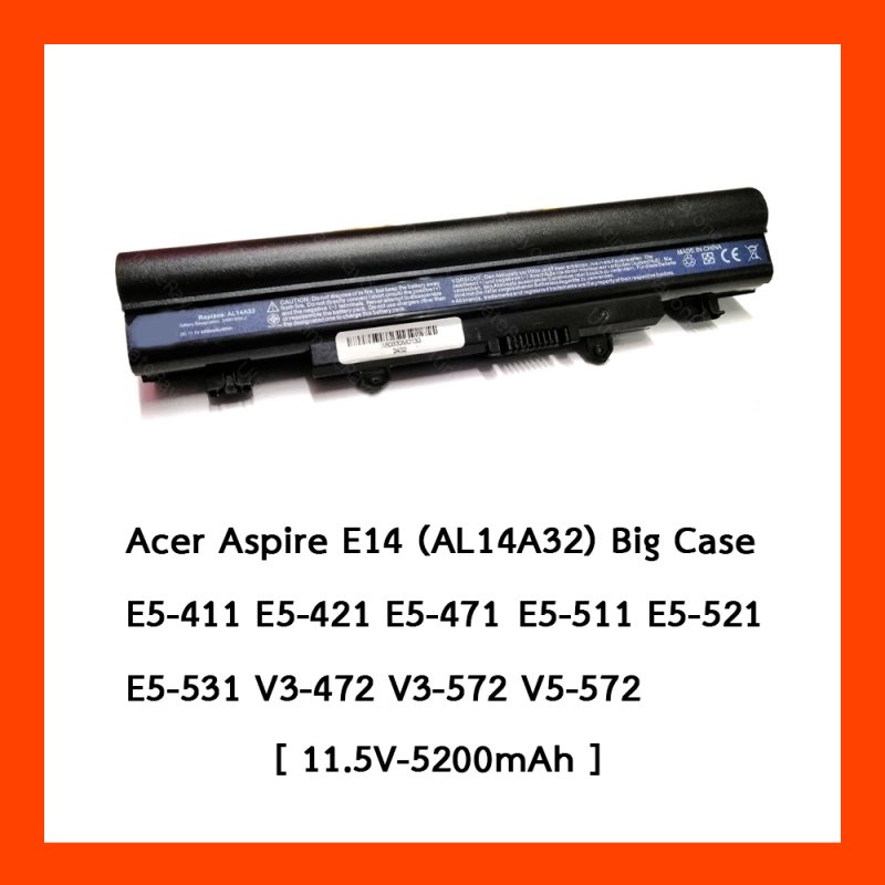 Battery Acer Aspire E14 AL14A32 Slim Black เพิ่มเซล (OEM)