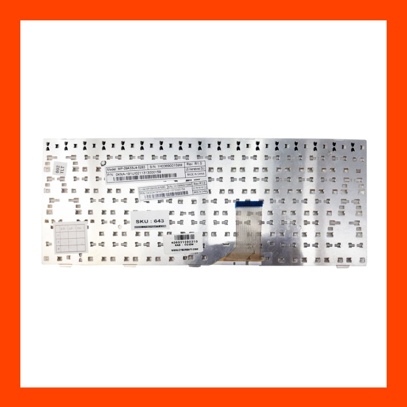 Keyboard Asus EEE PC1005HA Series White US แป้นอังกฤษ ฟรีสติกเกอร์ ไทย-อังกฤษ