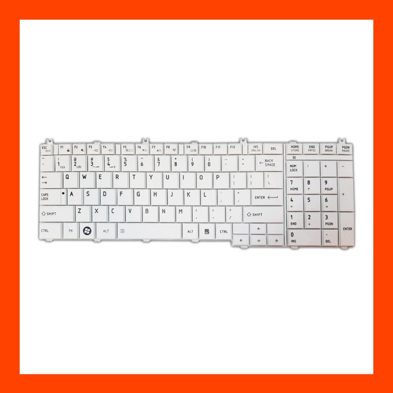 Keyboard Toshiba Satellite C650 White US แป้นอังกฤษ ฟรีสติกเกอร์ ไทย-อังกฤษ