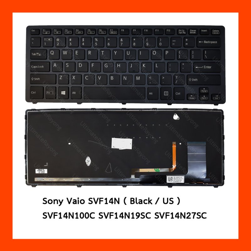 Keyboard Sony Vaio SVF14N Black US แป้นอังกฤษ ฟรีสติกเกอร์ ไทย-อังกฤษ