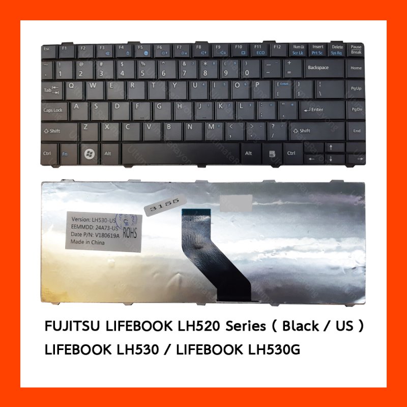 Keyboard FUJITSU LIFEBOOK LH520 LH530 LH530G Black Eng แป้นอังกฤษ ฟรีสติกเกอร์ ไทย-อังกฤษ