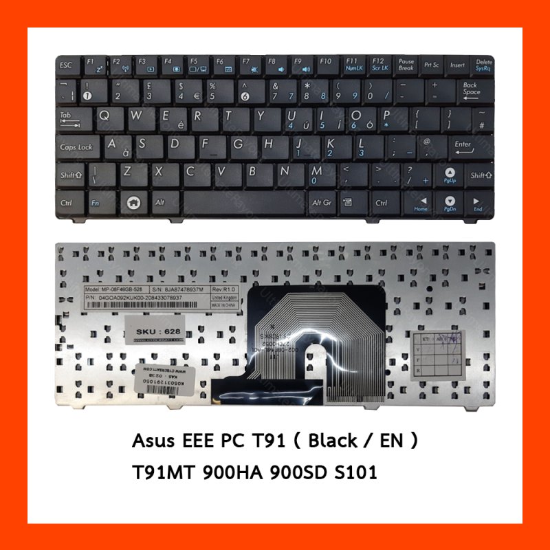 Keyboard Asus EEE PC T91 Black EN แป้นอังกฤษ ฟรีสติกเกอร์ ไทย-อังกฤษ