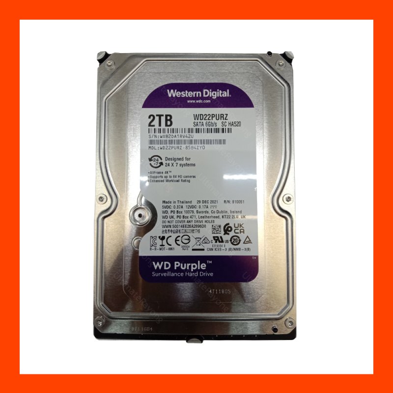 HDD Purple 2TB 256MB 5400rpm เครื่องบันทีก