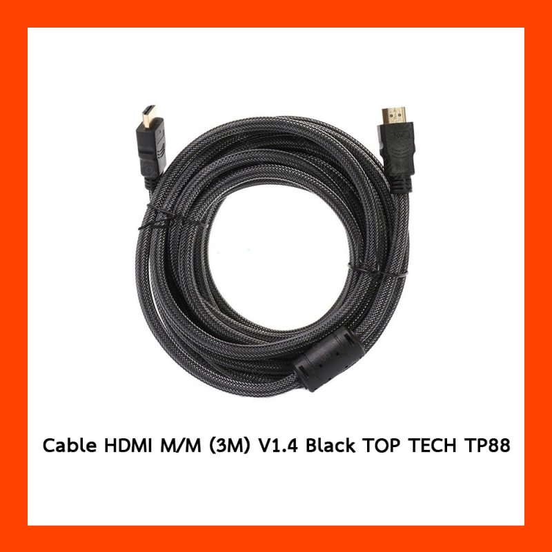 Cable HDMI M/M (2M) V1.4 Black TOP TECH TP88